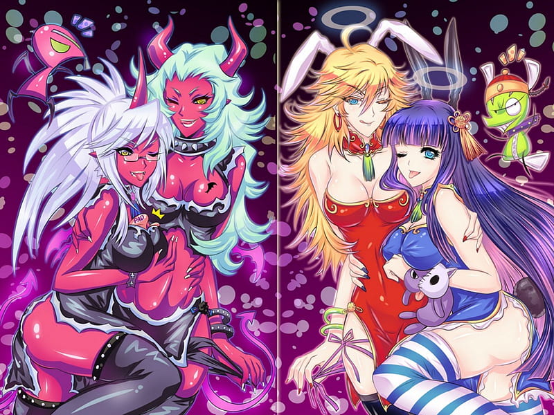 Devilish vs. Panty and Shocking, girl, anime, new, beauty, wall, pas, HD wallpaper