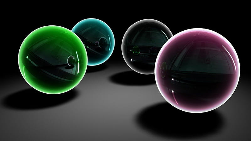 _-spheres-_, 3d, balls, green, clean, black, pink, HD wallpaper
