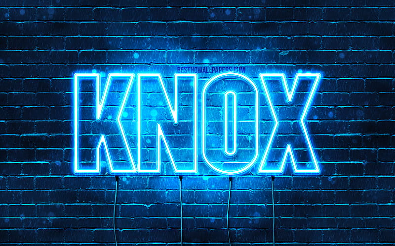 Knox with names, horizontal text, Knox name, blue neon lights, with Knox name, HD wallpaper