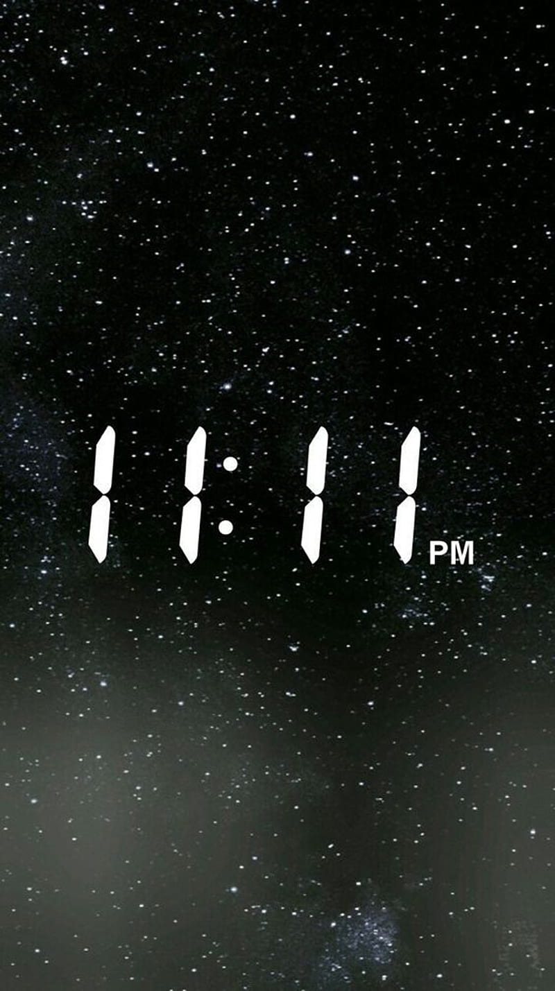 11PM, 11, abstract, black, clock, stars, galaxy, night, reloj, stars, HD phone wallpaper