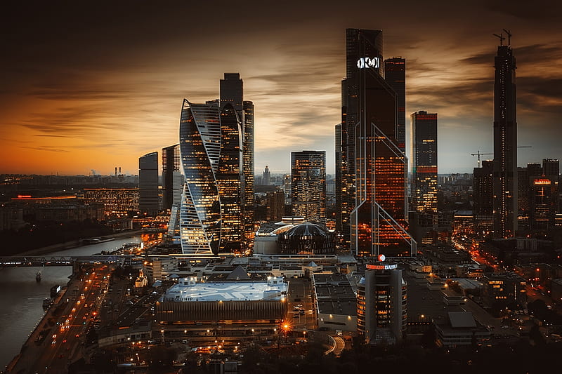 Moscow Russia Skyscrapers, HD wallpaper