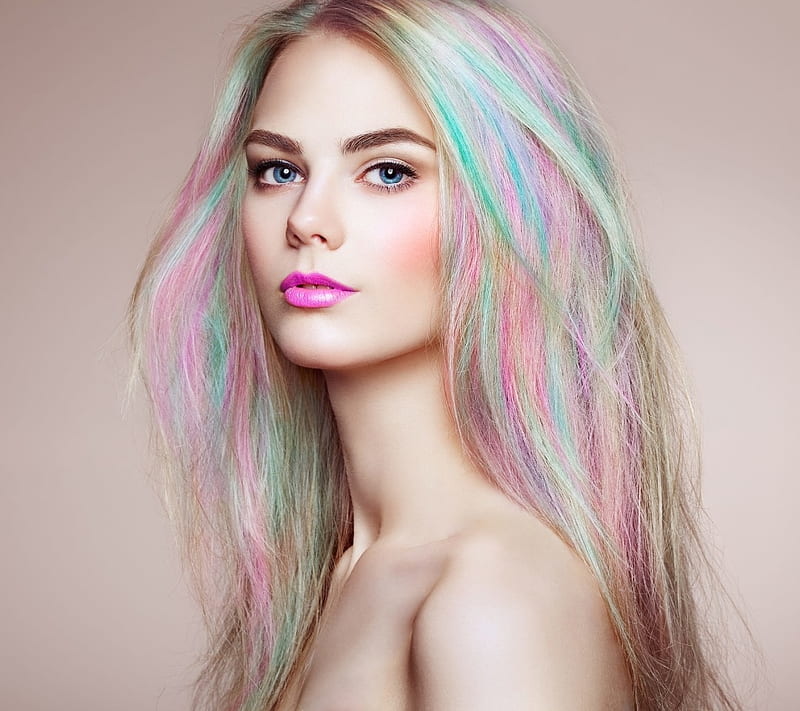 Girl with colorful hair, Girl, Model, Fashion, Beauty, HD wallpaper