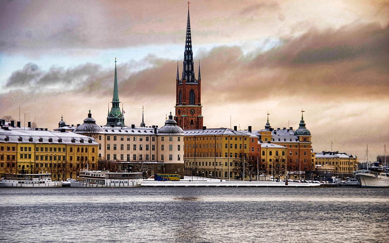 City snow-Stockholm Sweden landscape graphy, HD wallpaper