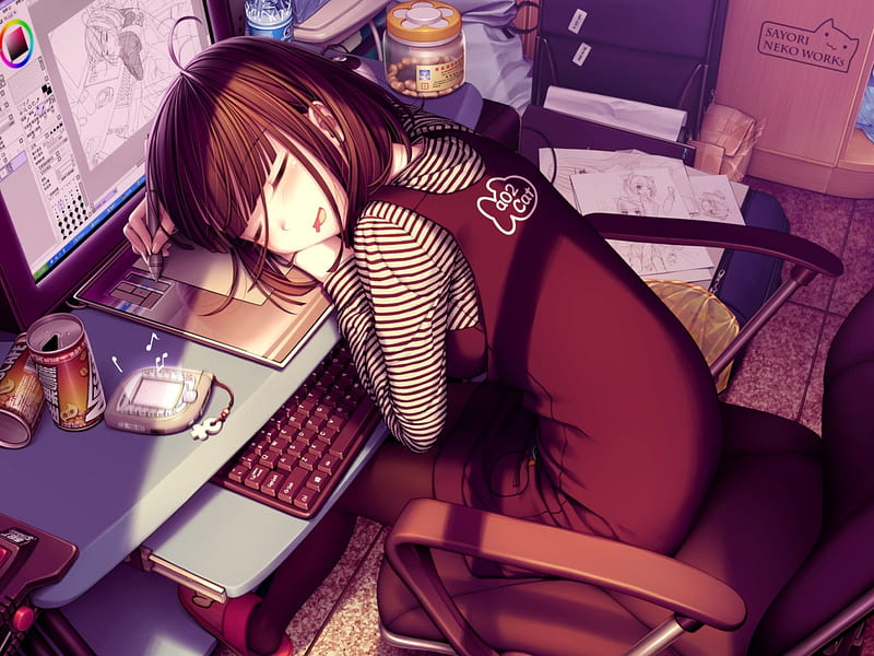 cute sleeping anime girl, cute, sleep, girl, anime, HD wallpaper