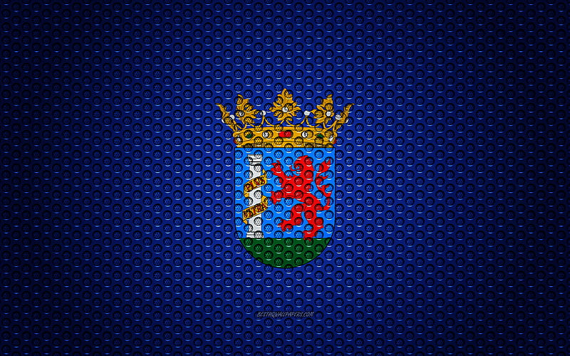 Flag of Badajoz creative art, metal mesh texture, Badajoz flag, national symbol, provinces of Spain, Badajoz, Spain, Europe, HD wallpaper