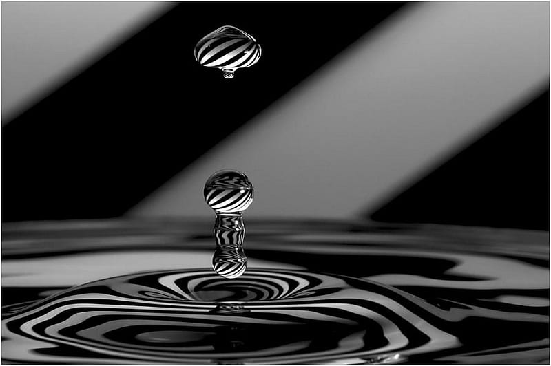 stripes, water, oil, drop, waves, HD wallpaper