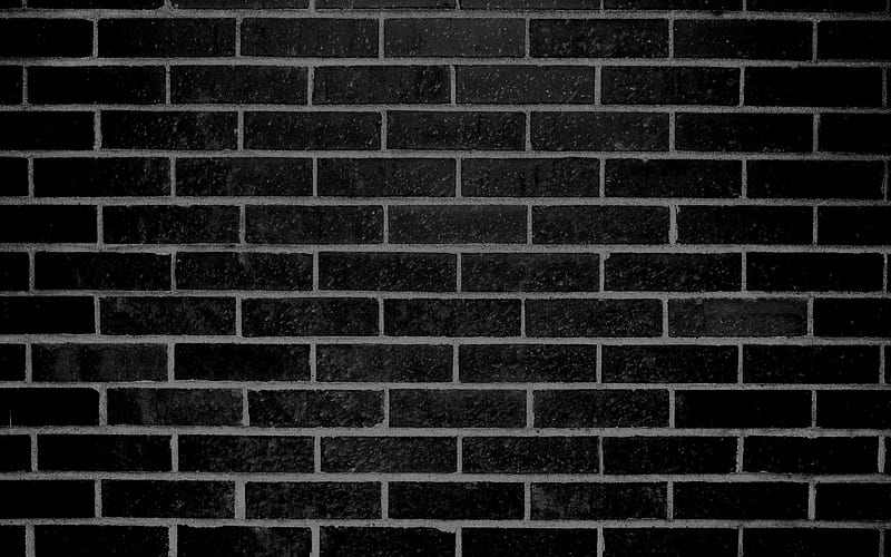 black brickwall, close-up, black bricks, bricks textures, black bricks wall, macro, bricks, wall, black bricks background, black stone background, HD wallpaper