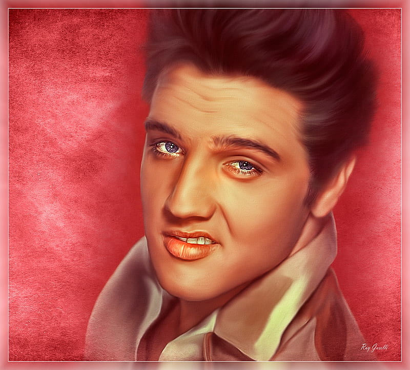 Elvis Presley, red, art, man, singer, digital, face, portrait, actor, HD wallpaper