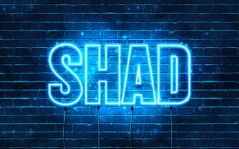 Shad, , with names, Shad name, blue neon lights, Happy Birtay Shad, popular arabic male names, with Shad name, HD wallpaper