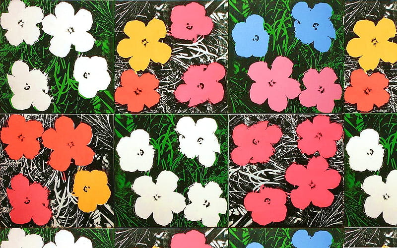 Warhol Flowers 2, art, andy, warhol, sixties, flowers, pop art, HD wallpaper