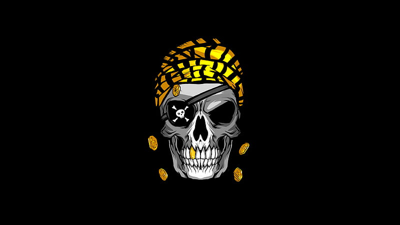 Pirate Skull Gold, HD wallpaper