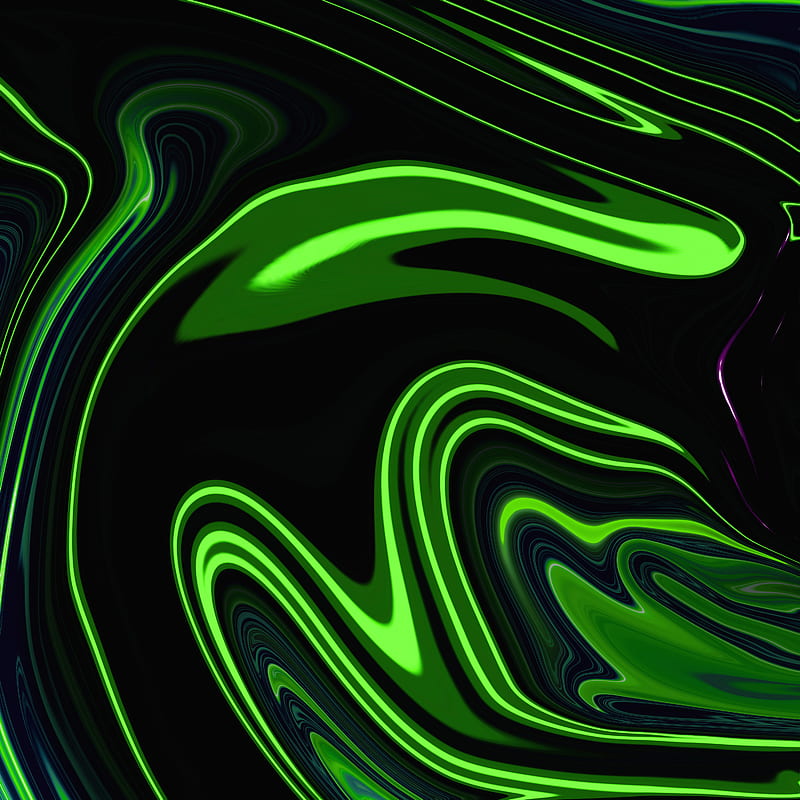 Neon green flow, digital, fluid, interweaving, liquid, pattern, smoke, surreal, wave, HD phone wallpaper