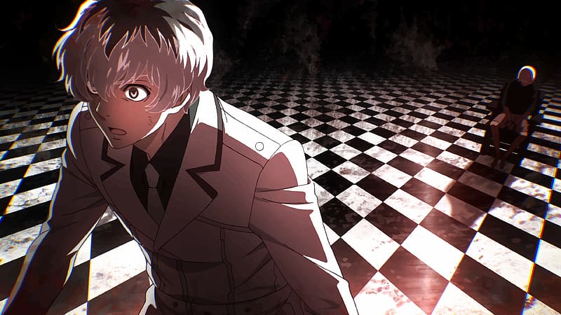 4K, Kaneki Ken, white hair, red, anime, fan art, mask, Tokyo Ghoul, HD  Wallpaper