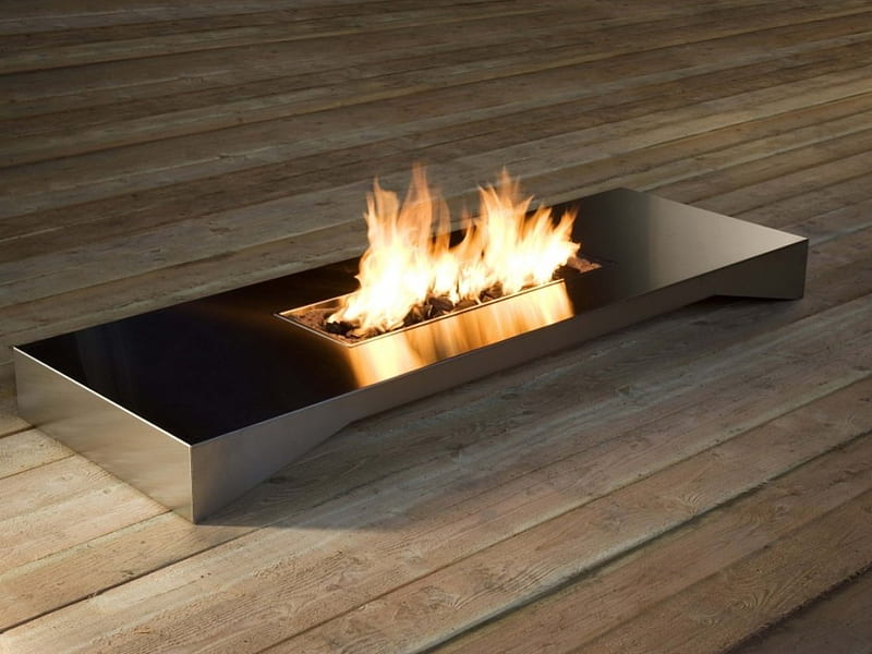 Amazing fireplace, metal, fire, creativity, wood, HD wallpaper