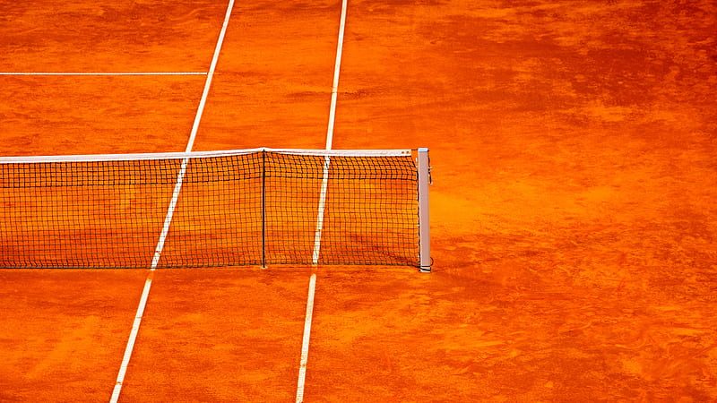 tennis, net, court, orange, HD wallpaper