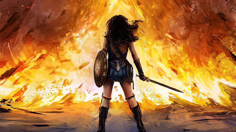 Wonder Woman Vs Ares , wonder-woman, superheroes, artwork, HD wallpaper