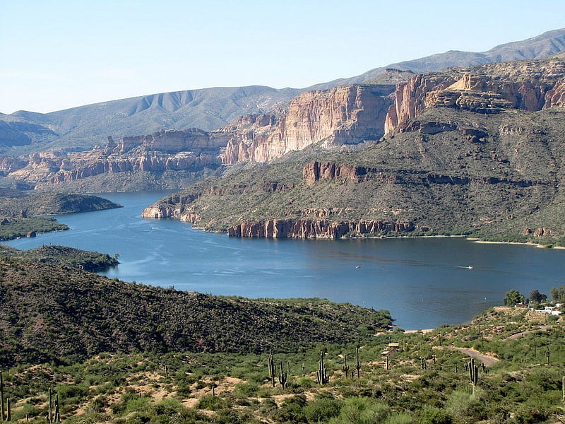 Canyon Lake Arizona, az, arizona, apache junction, superstition mountains, canyon, lake, HD wallpaper
