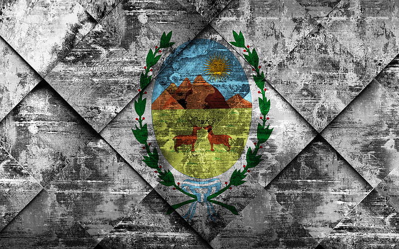 Flag of San Luis grunge art, rhombus grunge texture, Argentine Province, San Luis flag, Argentina, national symbols, San Luis, provinces of Argentina, creative art, HD wallpaper