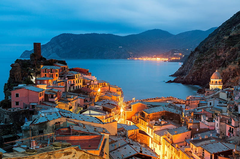 Vernazza, Cinque Terre, mediterranean, city, Italy, buildings, houses, sea, HD wallpaper