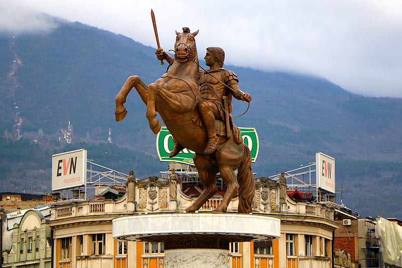 Macedonia - Skopje, aleksandar makedonski, aleksandar veliki, alexander the great, fyrom, great macedonia, makedonija, statue, warrior, HD wallpaper