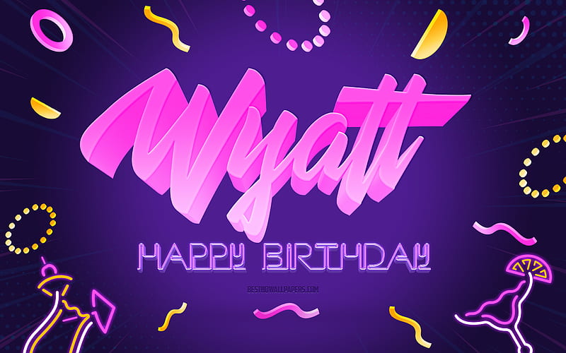 Happy Birtay Wyatt Purple Party Background, Wyatt, creative art, Happy Wyatt birtay, Wyatt name, Wyatt Birtay, Birtay Party Background, HD wallpaper