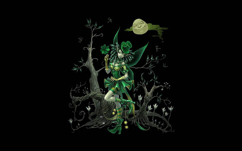 Luck of Irish Fairy, irish, lucky, green, fairy, HD wallpaper