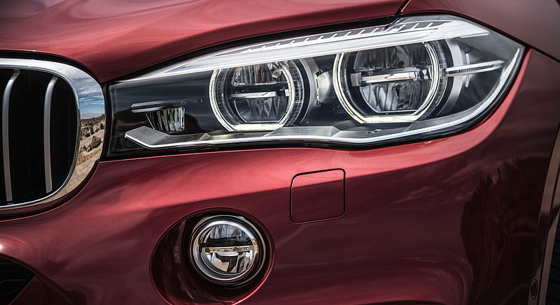 2015 BMW X6 M50d (Flamenco Red) - Headlight , car, HD wallpaper