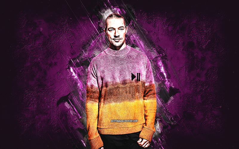 Diplo, American DJ, Thomas Wesley Pentz, purple stone background, creative art, HD wallpaper