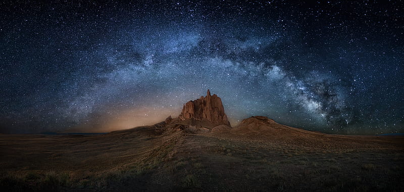 Rock Landscape at Milky Way Night, HD wallpaper