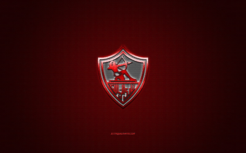 Zamalek FC, Egyptian football club, white logo, red carbon fiber background, Egyptian Premier League, football, Cairo, Egypt, Zamalek FC logo, HD wallpaper