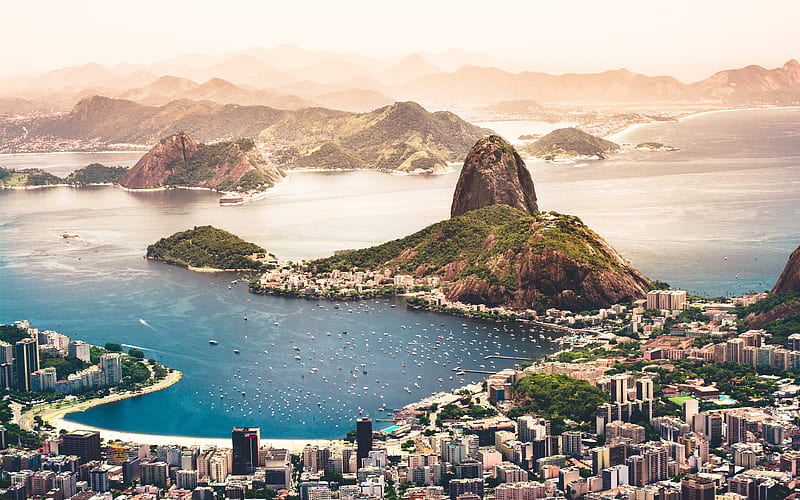 Rio de Janeiro, ocean, bay, Rio, summer, Brazil, HD wallpaper