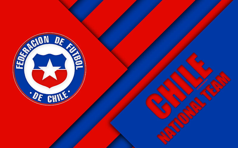 Chile national football team emblem, material design, red blue abstraction, logo, football, Chile, coat of arms, HD wallpaper