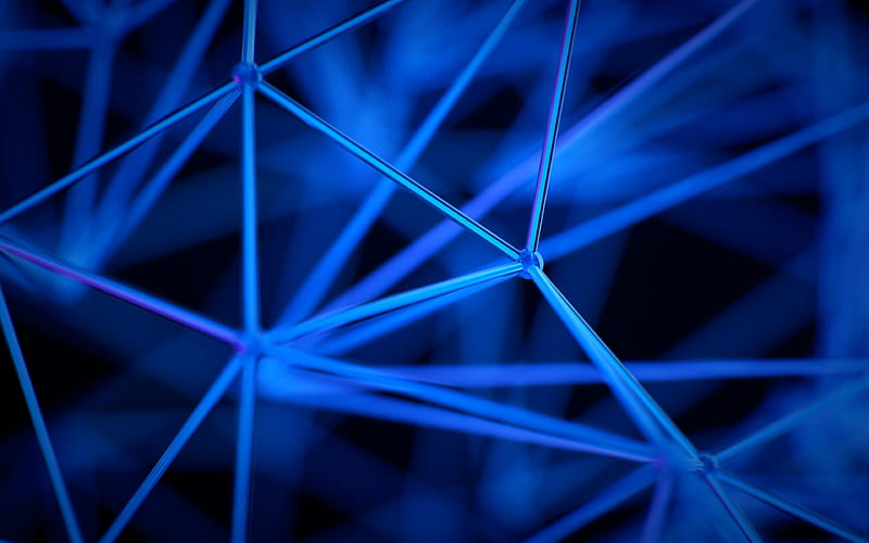 network concept 3D art, geometry, points and lines, blue lines, digital art, blue backgrounds, social network, network, HD wallpaper