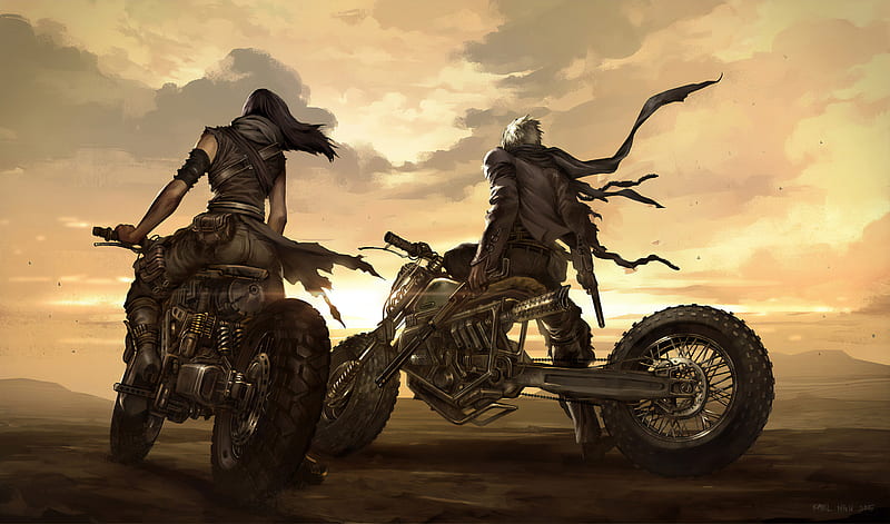 Mad Max Biker Art, biker, artist, artwork, digital-art, artstation, HD wallpaper