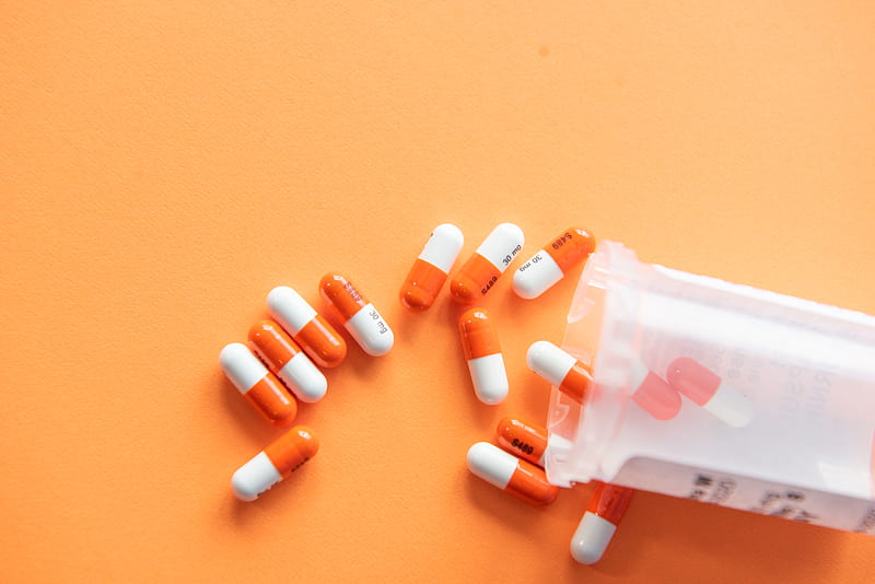 orange and white medication pill, HD wallpaper
