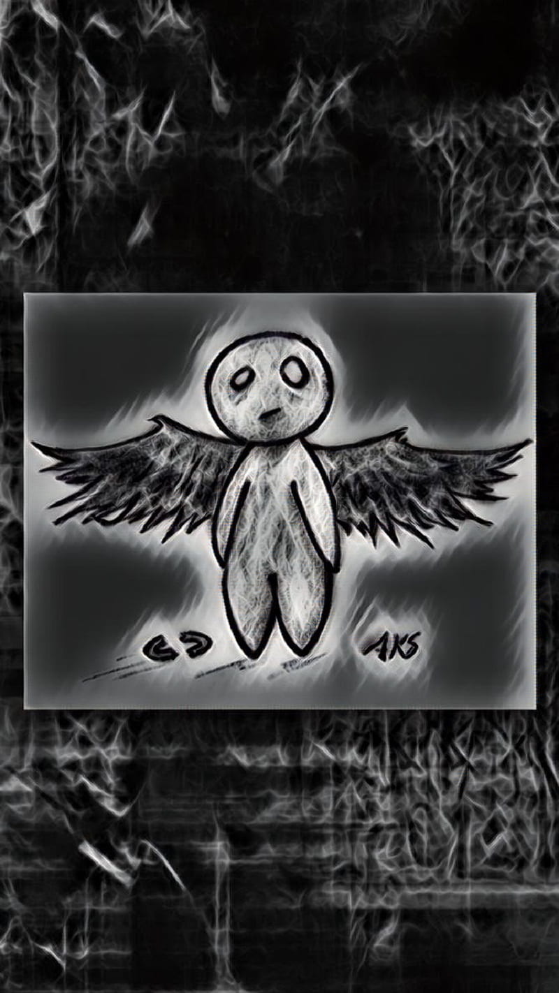 Strange Angel Doll, broken, dark, emo, figure, gothic, odd, sad, weird, wings, HD phone wallpaper