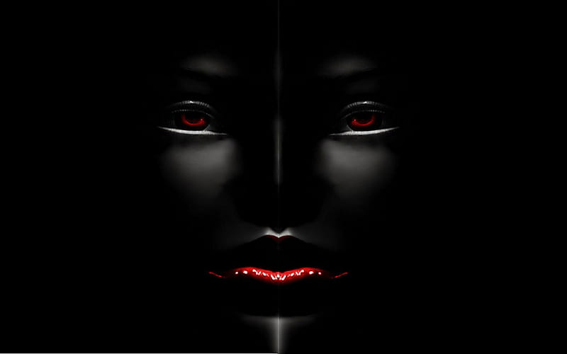 Black Face, red, 3d, manipulation, black, face, lips, abstract, woman