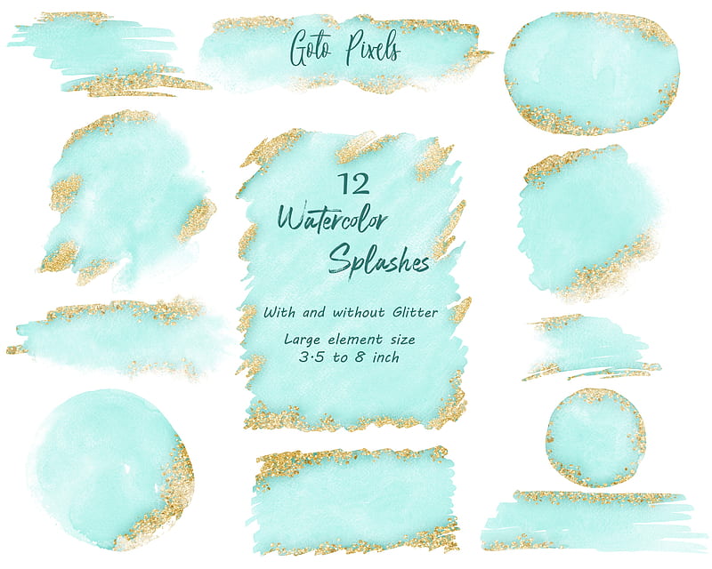 Aqua Watercolor Glitter Clipart Splashes and Splotches Clip, HD wallpaper