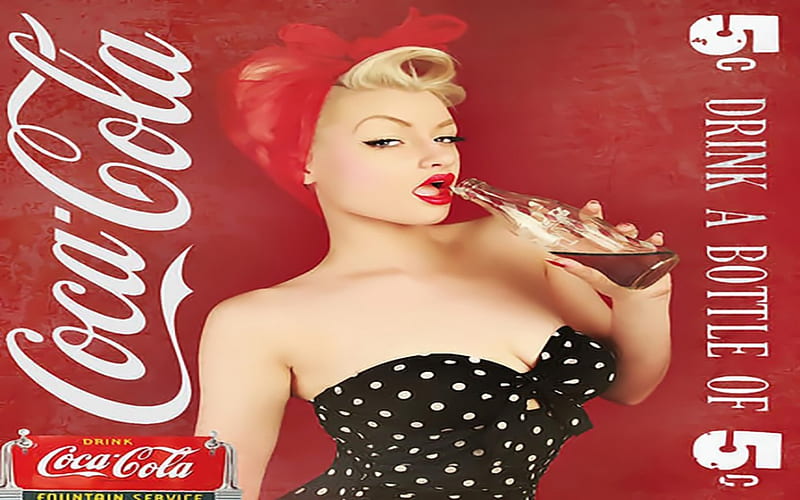 Vintage Pinup, pinups, posters, bonito, coca cola, vintage posters, sexy, blondes, women, HD wallpaper