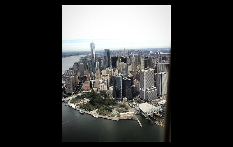 New York City by Air, US Open, New York City, Caroline Wozniacki, pier, striking, NYC, black, curved, Airplane view, windows, boats, 3494x2198, water, gris, blue, skyscraper, sky view, Grand Slam Champion, HD wallpaper