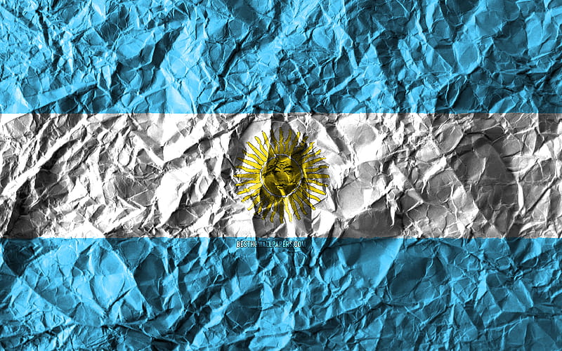 Argentinian flag crumpled paper, South American countries, creative, Flag of Argentina, national symbols, South America, Argentina 3D flag, Argentina, HD wallpaper