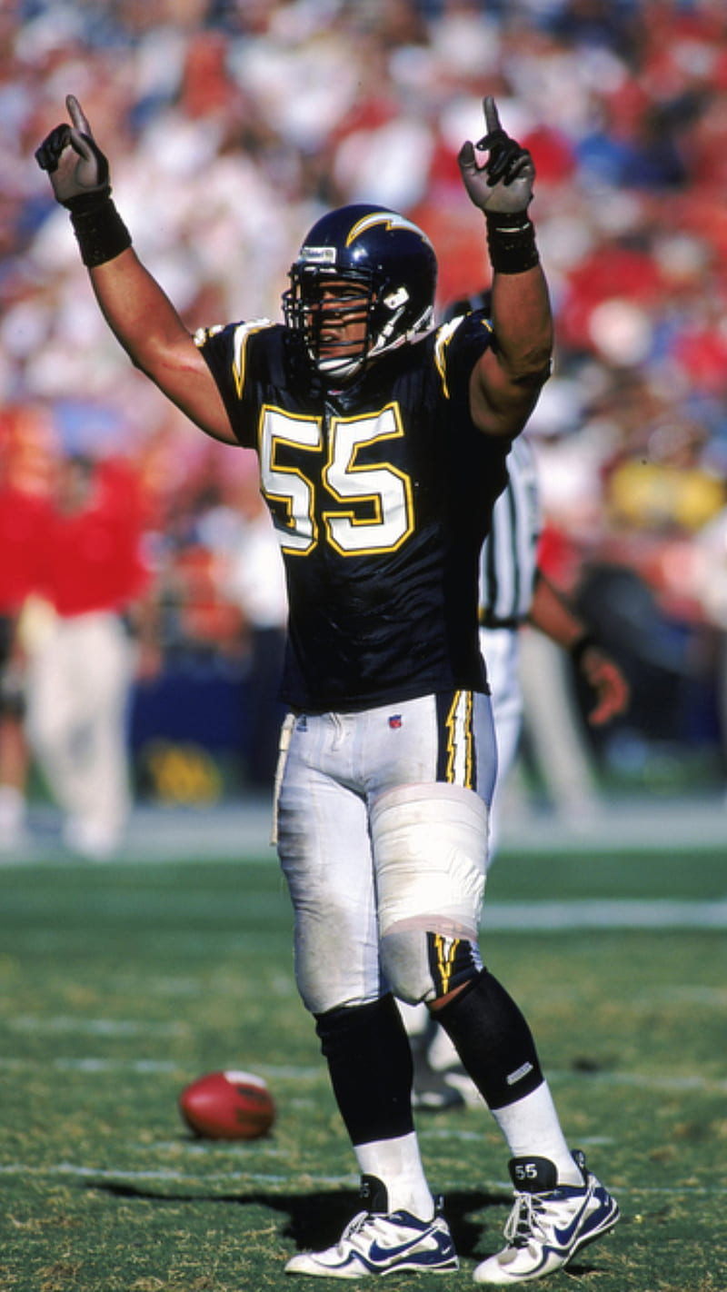 JUNIOR SEAU #55 LICENSED 8X10 COLOR NFL PHOTO SAN DIEGO CHARGERS LINEBACKER