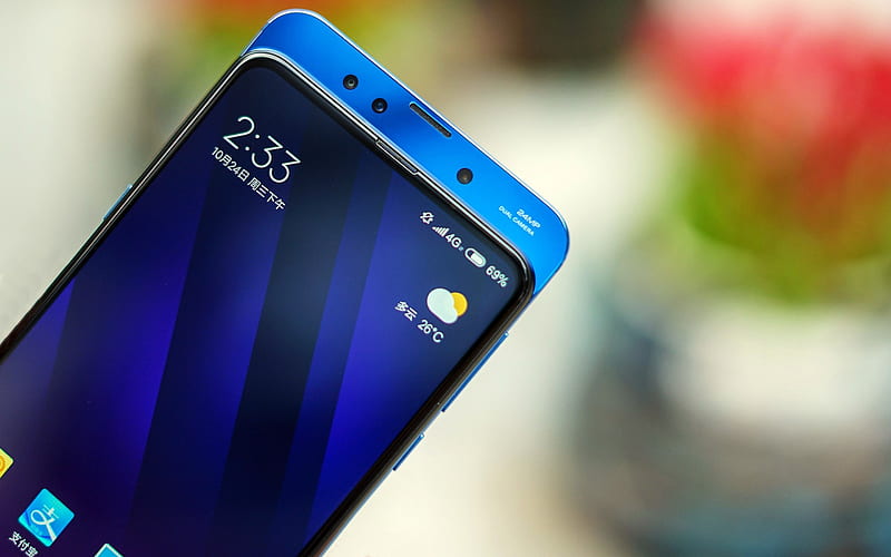 Xiaomi Mi Mix 3, blue case, 2018, smartphone, menu, Xiaomi, HD wallpaper