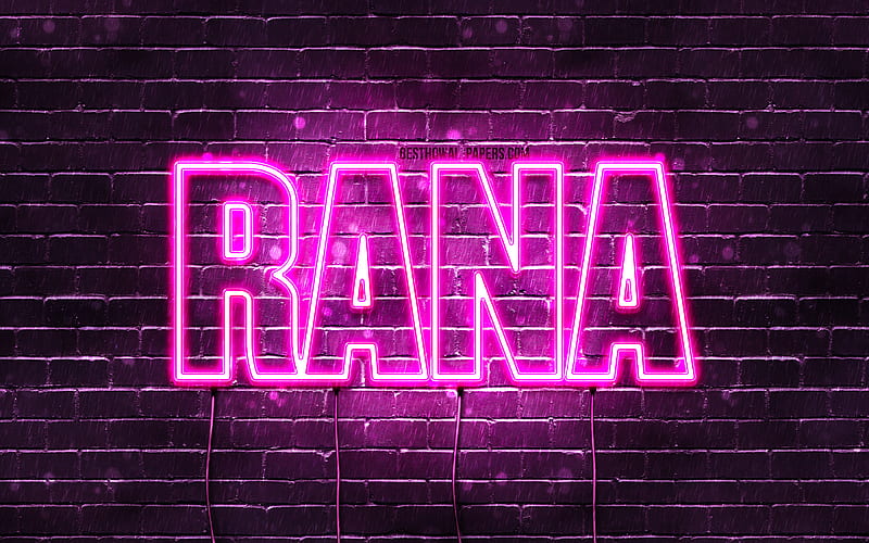 Rana, , with names, female names, Rana name, purple neon lights, Happy Birtay Rana, popular arabic female names, with Rana name, HD wallpaper