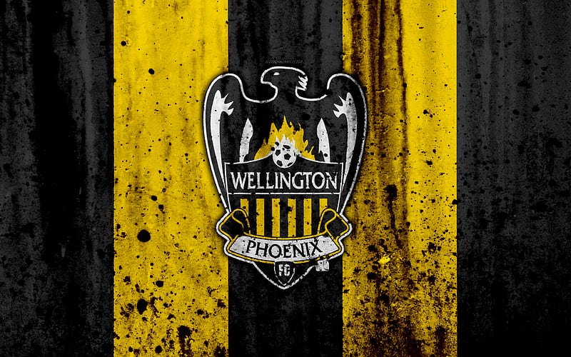 FC Wellington Phoenix, grunge, A-League, soccer, football club, Australia, Wellington Phoenix, logo, stone texture, Wellington Phoenix FC, HD wallpaper