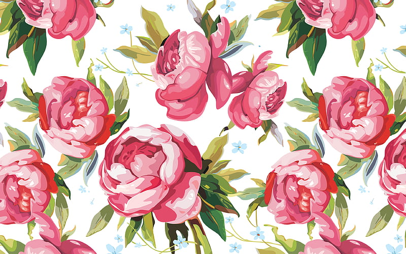 pink peonies pattern floral patterns, decorative art, flowers, peonies patterns, abstract peonies pattern, background with peonies, floral textures, HD wallpaper