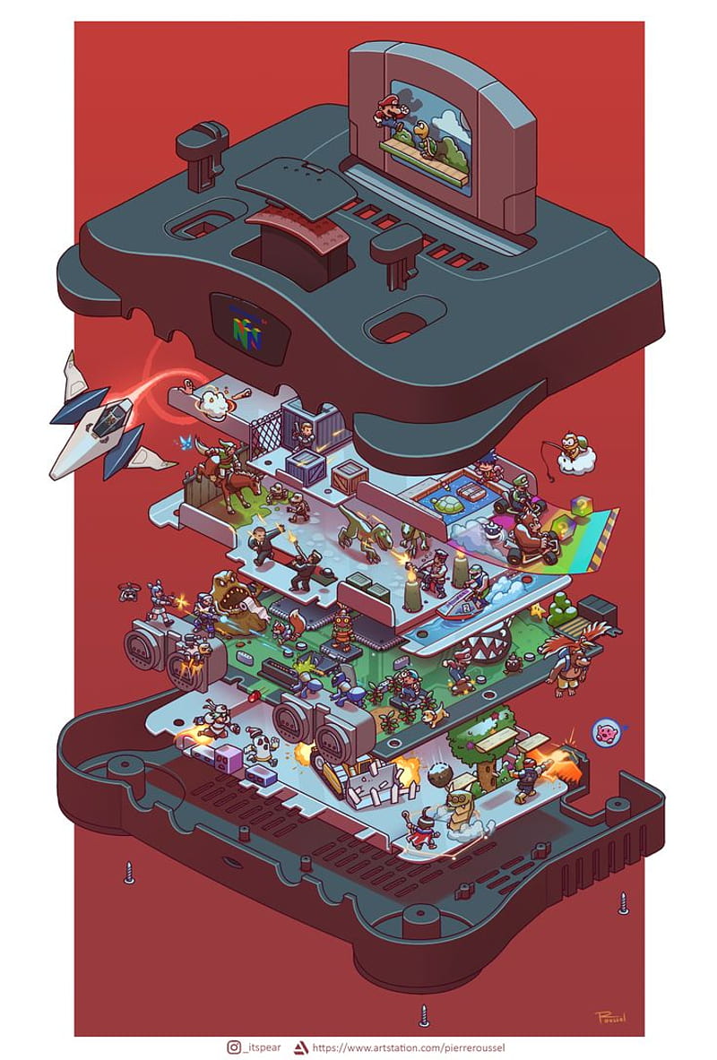 gaming I drew a Nintendo 64 exploded view. Retro games , Retro gaming art, Classic consoles, HD phone wallpaper