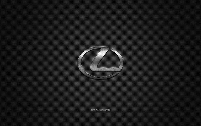 Lexus logo, silver logo, gray carbon fiber background, Lexus metal emblem, Lexus, cars brands, creative art, HD wallpaper