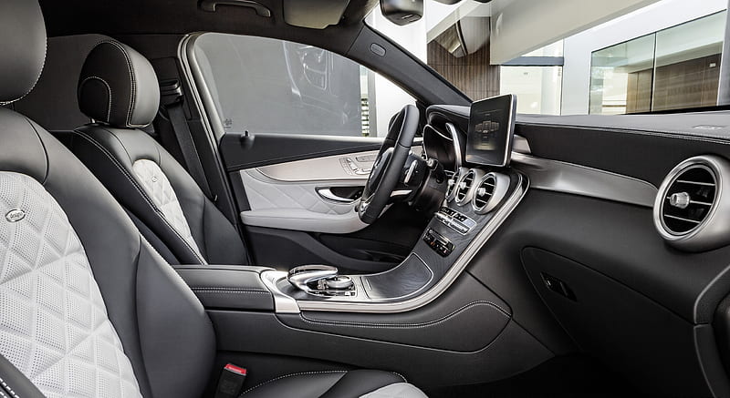 2017 Mercedes-Benz GLC Coupe - Designo Platinum White/Black Interior, Front Seats , car, HD wallpaper