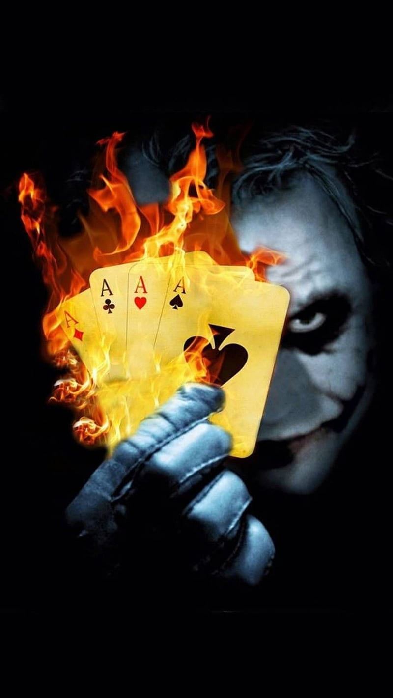 Joker - Card's , fire, HD phone wallpaper